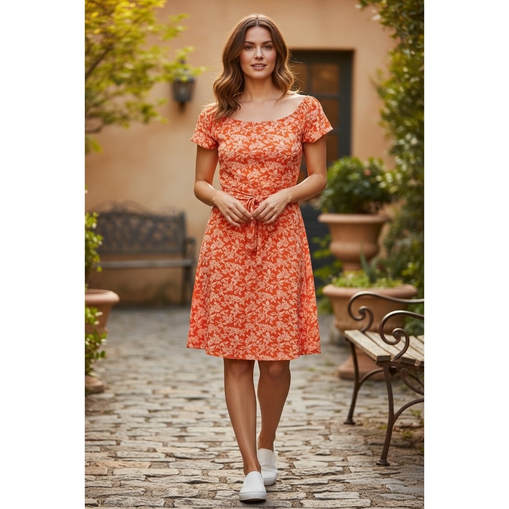 Stitch Fix Kaileigh Rebecca Floral Dress with Flutter Sleeves, Coral, Size XSP